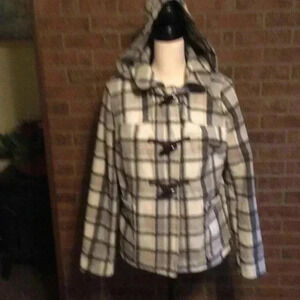 OLD NAVY JACKET  EUC GRAY BLACK & WHITE PLAID. VERY GOOD CLEAN‎ CONDITION